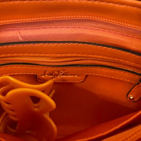 NEW Woven RAFFIA & ORANGE Pleather CLUTCH PURSE *Crystal DOLPHIN KEY FOB* Pocket - Picture 8 of 11